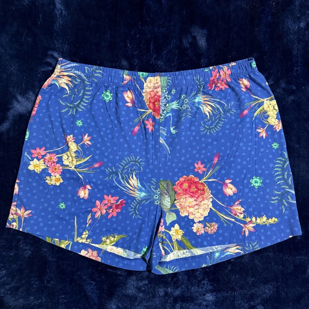 Johnny Was Shorts Floral Print Pima Cotton Modal Pajama PJ Women Extra Large